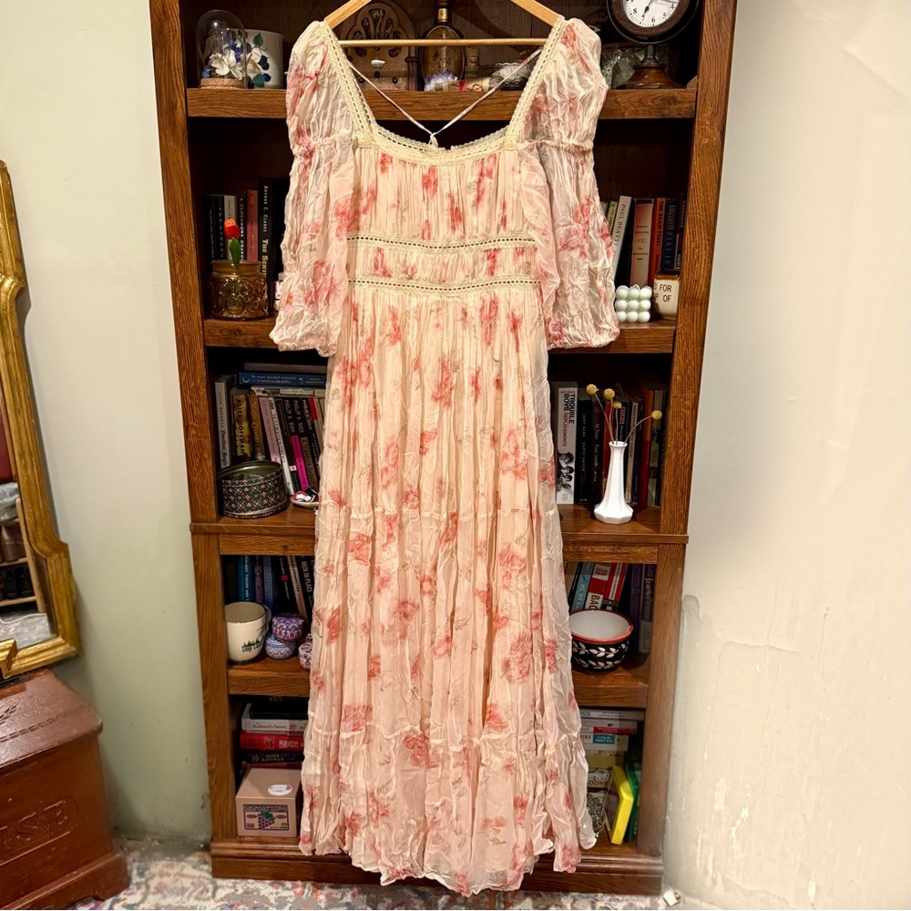 BHLDN Mabel Blush Pink Floral Maxi Dress